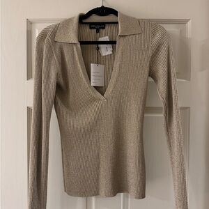 Generation Love Metallic Gold Ribbed Sweater